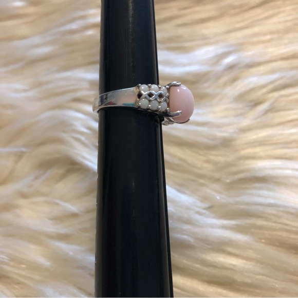 Sterling silver ring with pink and white opals size 7.25 - Picture 3 of 9